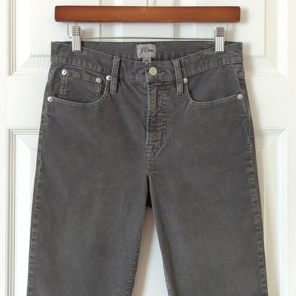 J. Crew Classic Pinwale Corduroy High Rise Vintage Slim Straight Pants Gray 28P - Picture 2 of 16